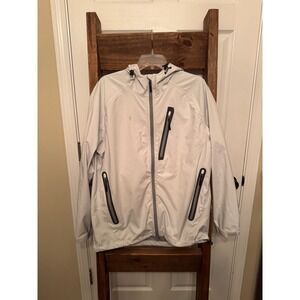 Calvin Klein Light Gray Hooded Full Zip Lightweight Jacket Athletic Medium‎ Size